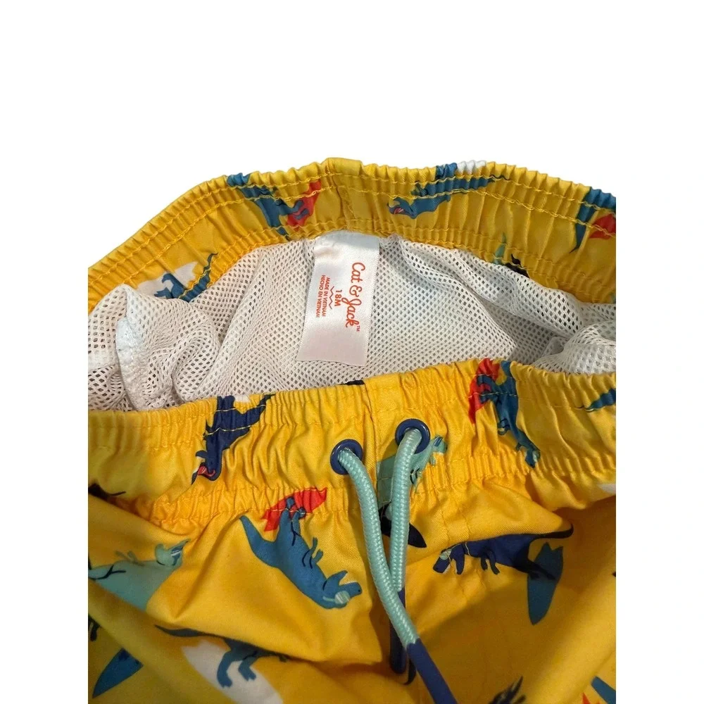 Cat & Jack Yellow Mint & Dinosaur Kids Swim Trunks-Bundled 18M